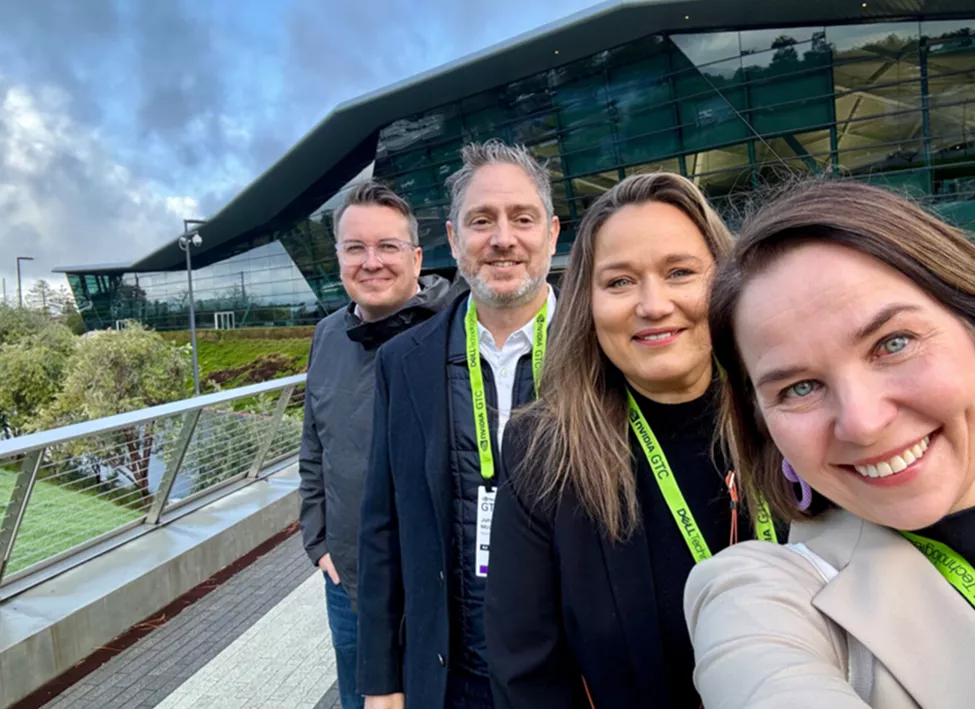 Younite Team at NVIDIA Headquarters, from left to right: Sami Heinonen, John McGarry, Anne Eskola, Laura Olin